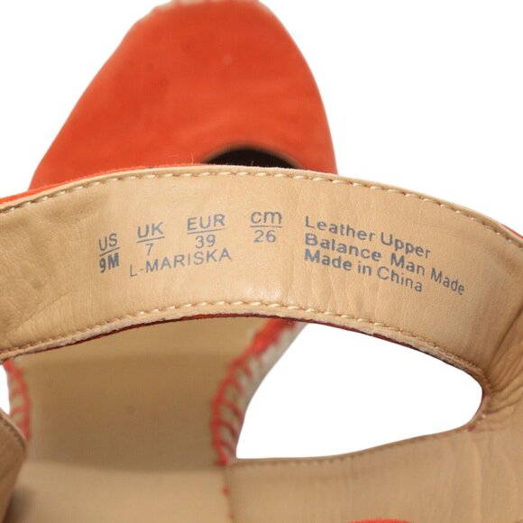 Franco Sarto L Markiska Esparilles 9M Orange Suede Beige Jute Wedge Sandal Heels - Picture 12 of 12